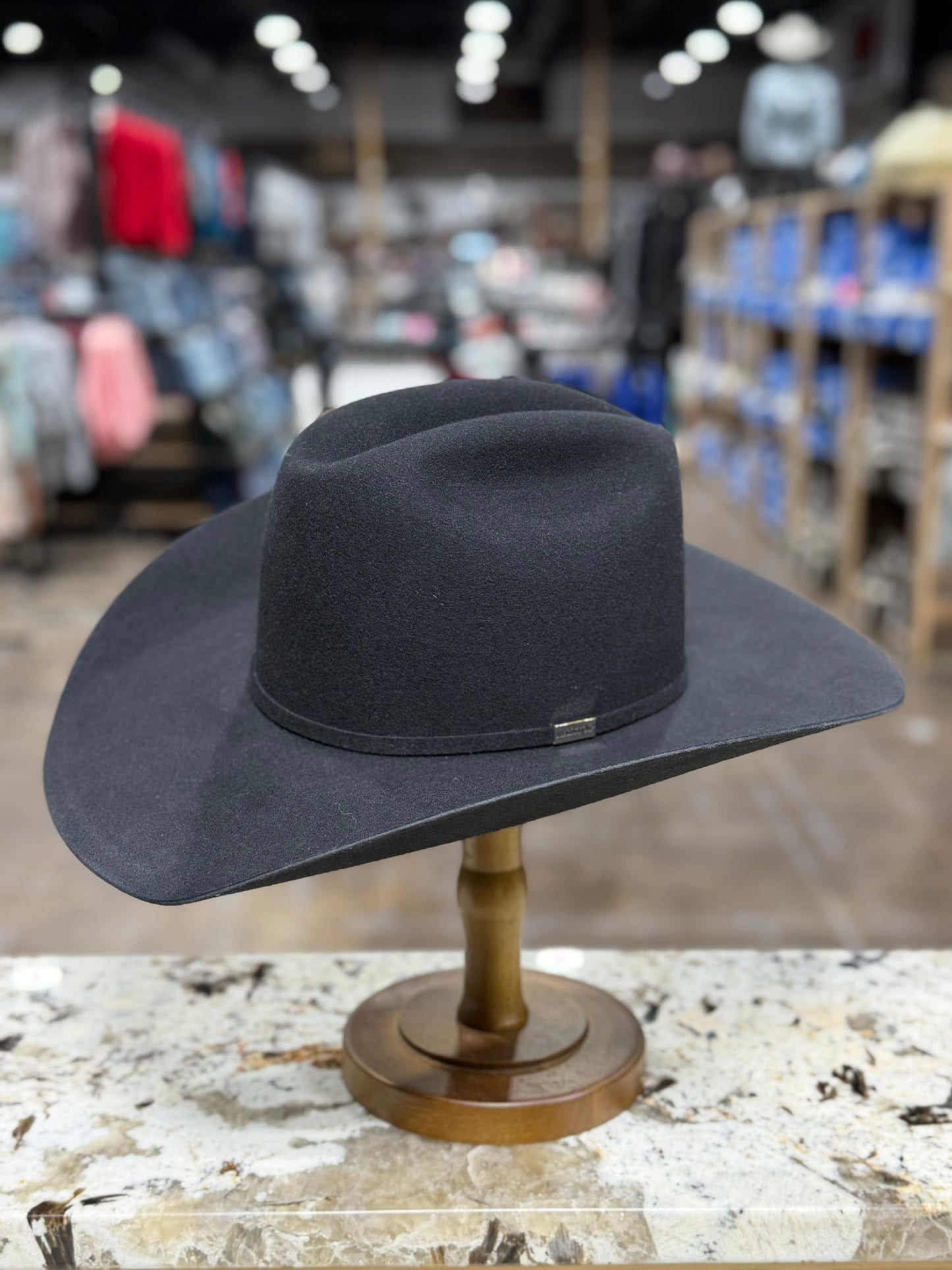 RESISTOL FELT 5X BLACK FIVE STAR PRE SHAPE 4 1/4 INCH BRIM