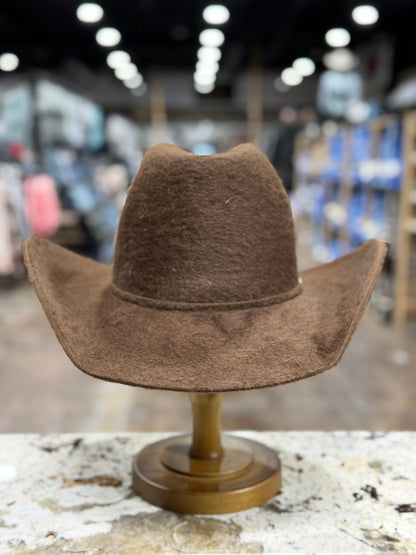 RODEO KING FELT 10X GRIZZLY CHOCOLATE OPEN CROWN 4 1/2 INCH BRIM
