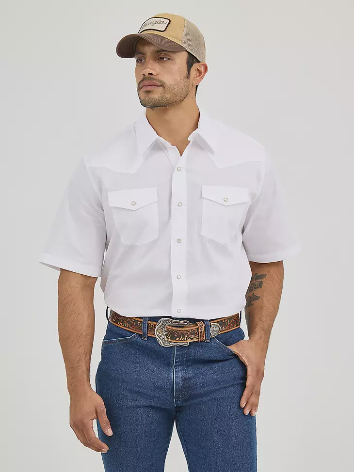 71106WH |  WRANGLER MEN'S S/S SOLID WHITE WESTERN SNAP SHIRT