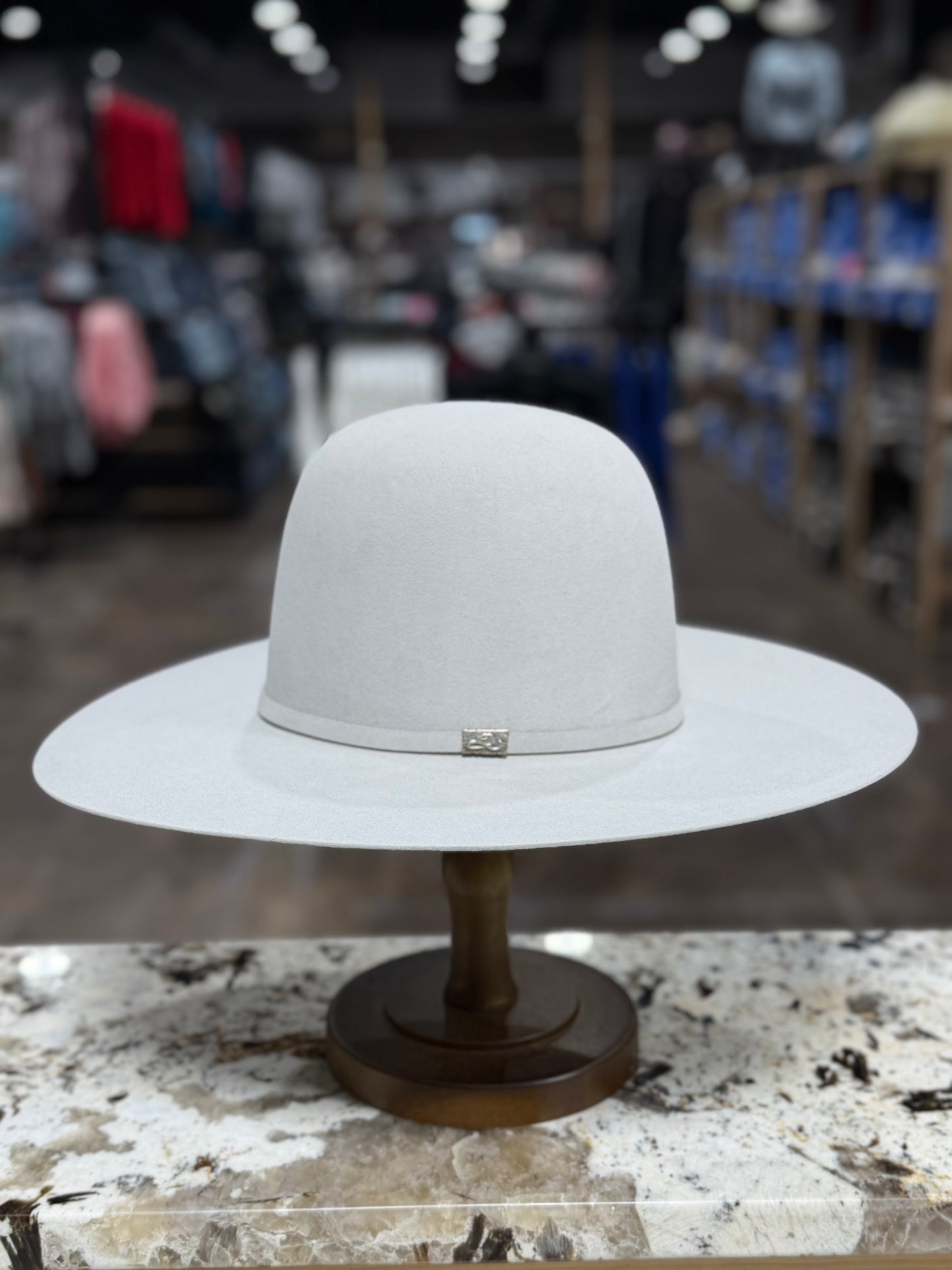 RESISTOL FELT HAT 100X MIST GREY OPEN CROWN