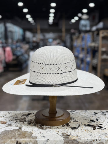 T70639OP | TWISTER STRAW SHANTUNG 30X WHITE OPEN CROWN 4 1/2 INCH BRIM