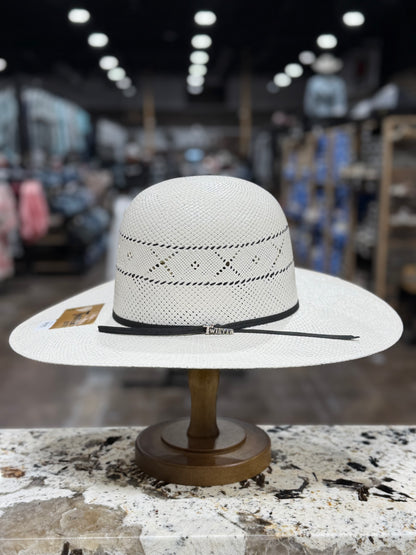 T70639OP | TWISTER STRAW SHANTUNG 30X WHITE OPEN CROWN 4 1/2 INCH BRIM