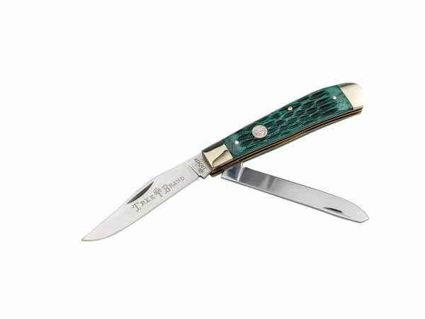 110831 | BOKER TRADITIONAL SERIES 2.0 TREEBRAND TRAPPER JIGGED GREEN BONE KNIFE