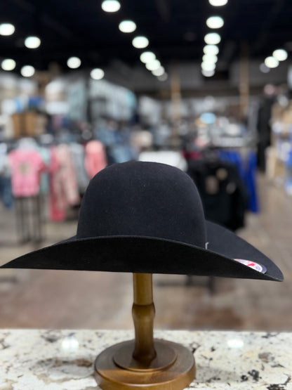 AMERICAN FELT 7X BLACK OPEN CROWN 4 1/4 INCH BRIM