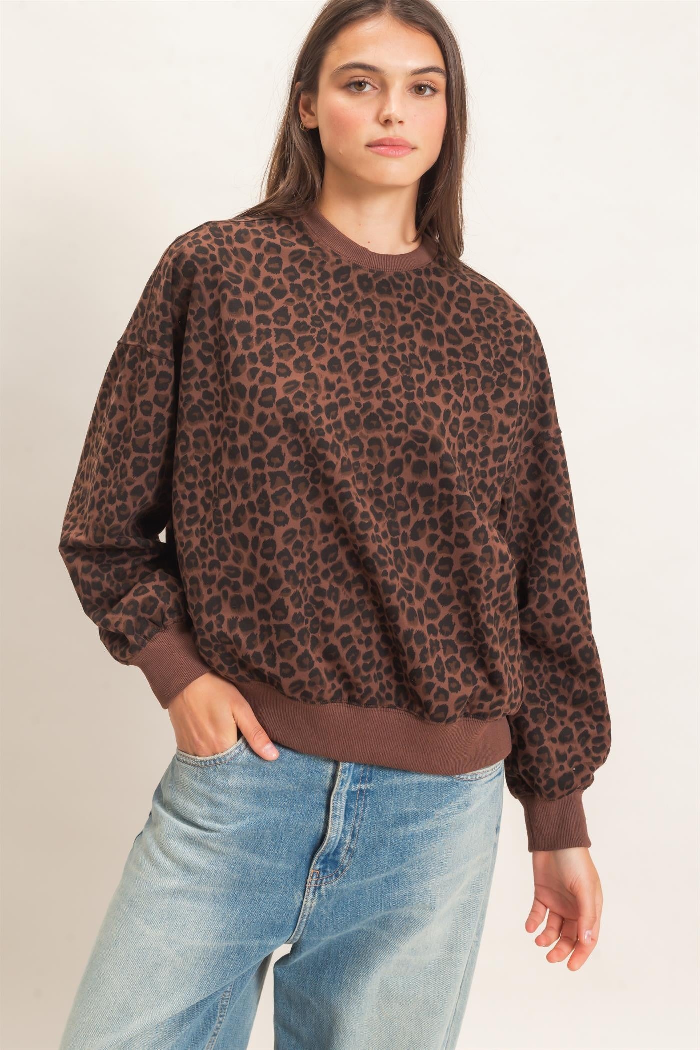 HF27A426 | WOMENS LEOPARD PRINT SWEATSHIRT