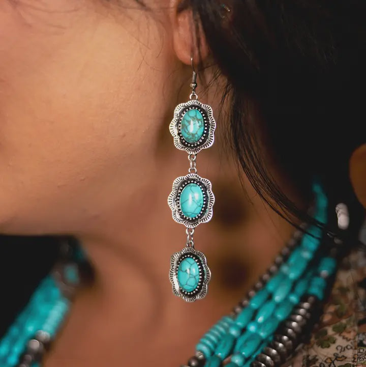 E840 | WEST & CO 3 TIER TURQUOISE EARRINGS