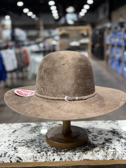 TACCHINOS FELT 10X GRIZZLY MUFLONE OPEN CROWN 4 1/2 INCH BRIM