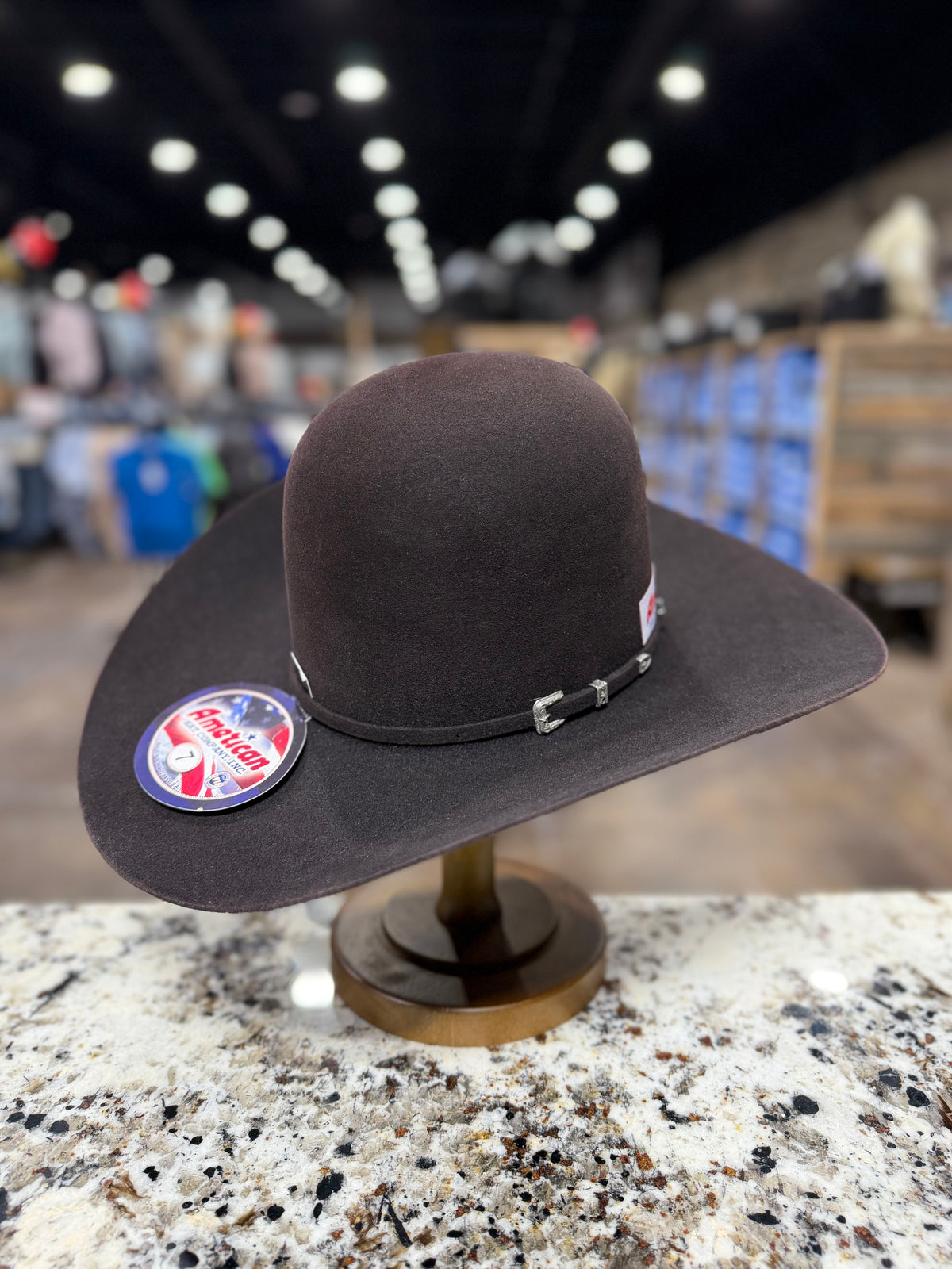 AMERICAN FELT 10X BLACK CHERRY OPEN CROWN 4 1/2 INCH BRIM