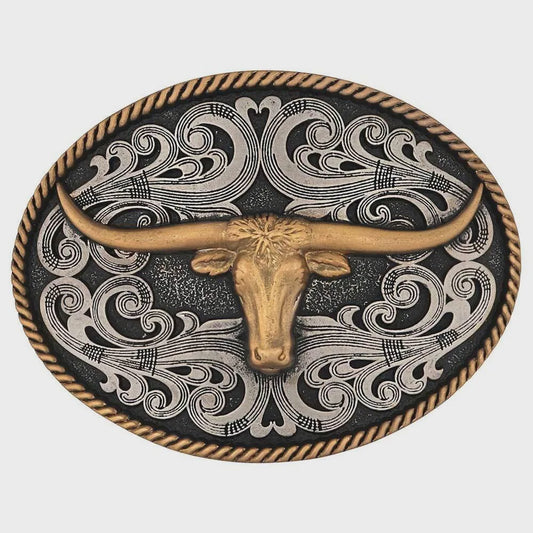 A1015P | ATTITUDE AB-LONGHORN COWBOY BUCKLE
