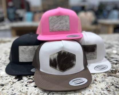 *NEW Cowhide Patch Caps