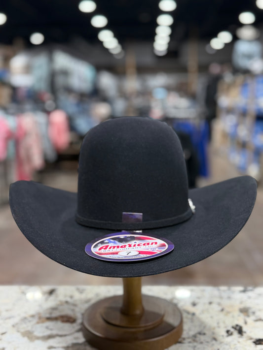 AMERICAN FELT 7X BLACK OPEN CROWN 4 1/4 INCH BRIM
