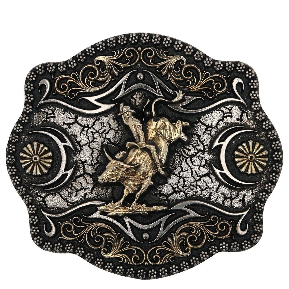 A886 | ATTITUDE A-BLAZE FILIGREE FRAMED BULL RIDER BUCKLE