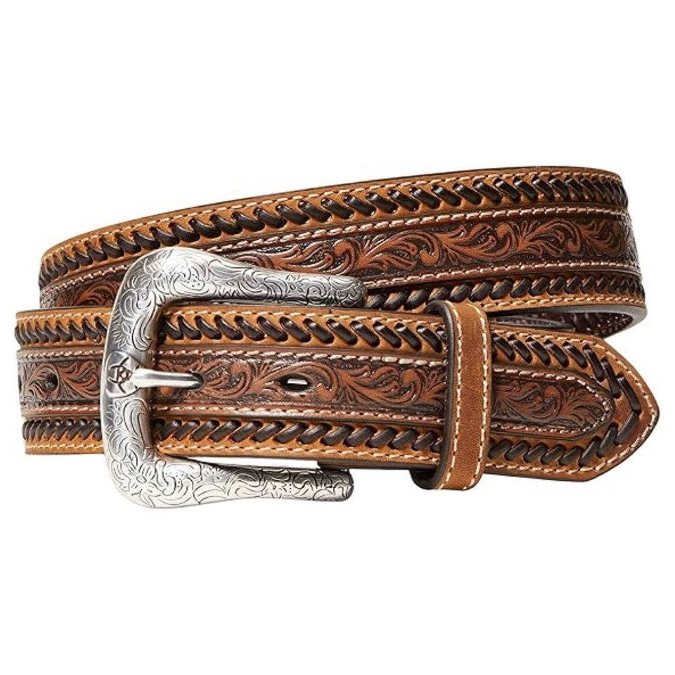 A1037908 | ARIAT MEN'S BROWN LEATHER FLORAL TOOLED BELT