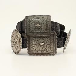 A1531801 | ARIAT WOMENS BLACK OVAL CONCHO BELT
