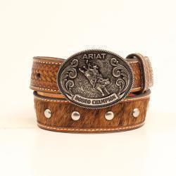 A1305608 | ARIAT KIDS TAN/CALF HAIR RODEO CHAMPION BUCKLE BELT