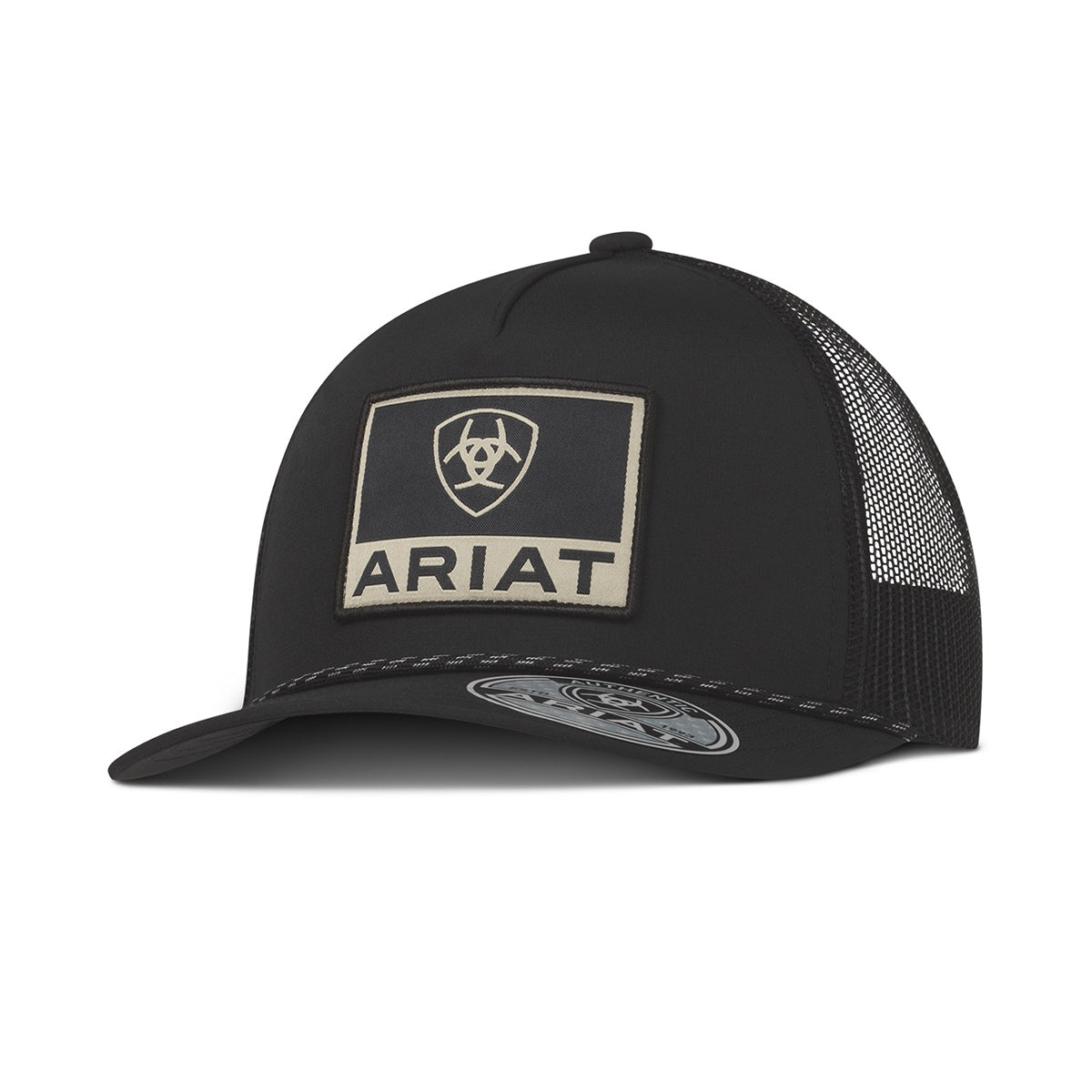 A300092501 | ARIAT MENS BLACK SQUARE PATCH CAP