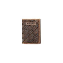 A3567644 | ARIAT MEDIUM BROWN BASKET WEAVE TRI-FOLD WALLET