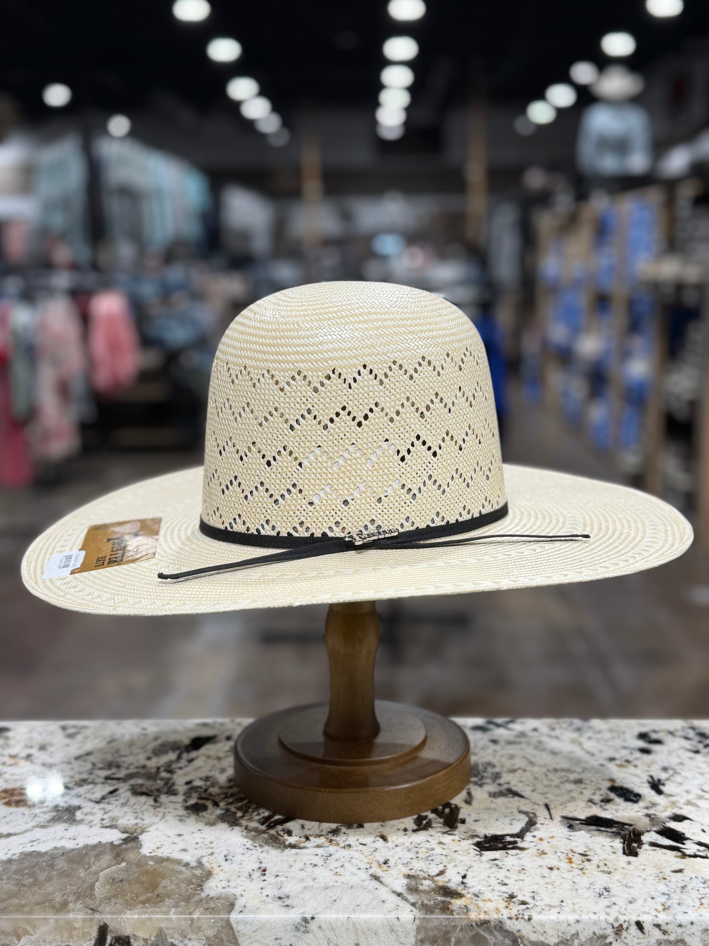 T70643OP | TWISTER STRAW TWO TONE SHANTUNG 30X OPEN CROWN 4 1/2 INCH BRIM