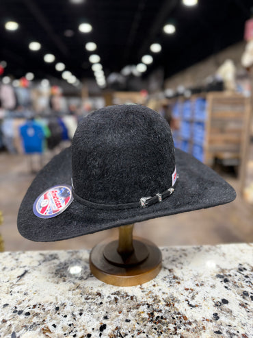 AMERICAN FELT 20X BLACK GRIZZLY OPEN CROWN 4 1/2 INCH BRIM