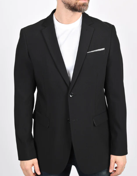 BLZ9926 | PLATINI JEANS MEN'S MODERN FIT STRETCH BLACK BLAZER