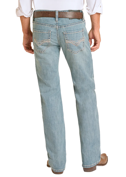 BM1PD09119 | ROCK&ROLL MEN'S REGULAR FIT STEP STITCH STRAIGHT LEG JEAN - LIGHT VINTAGE