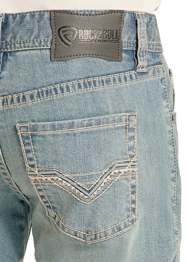 BM1PD09119 | ROCK&ROLL MEN'S REGULAR FIT STEP STITCH STRAIGHT LEG JEAN - LIGHT VINTAGE