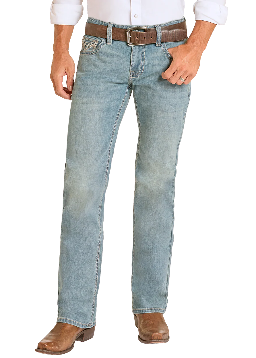 BM1PD09119 | ROCK&ROLL MEN'S REGULAR FIT STEP STITCH STRAIGHT LEG JEAN - LIGHT VINTAGE