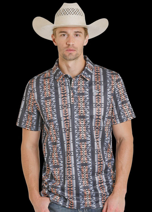 BM51T08342 | ROCK & ROLL MENS AZTEC PRINTED POLO
