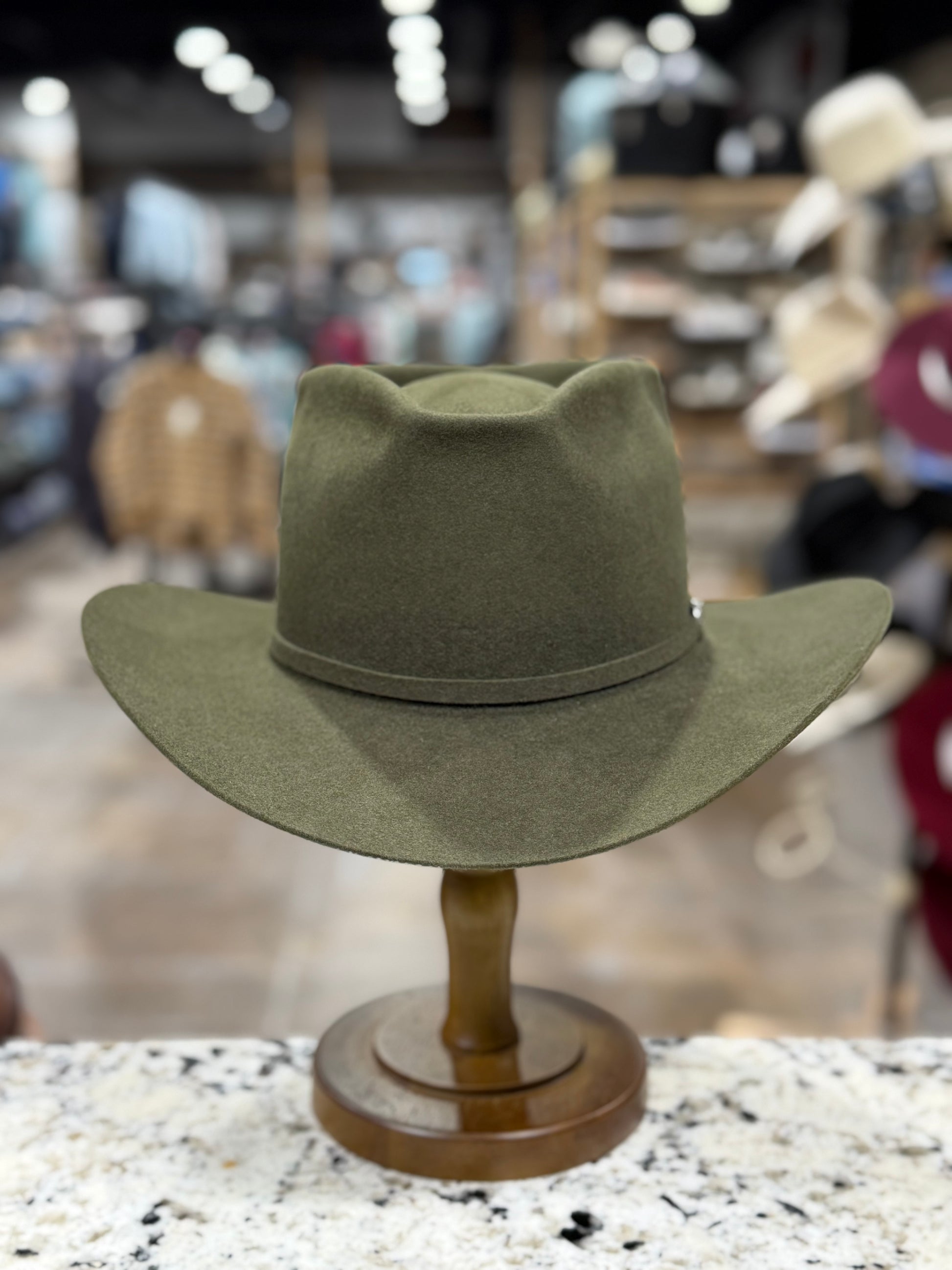 RODEO KING FELT 7X MOSS GREEN OPEN CROWN 4 7/8 INCH BRIM