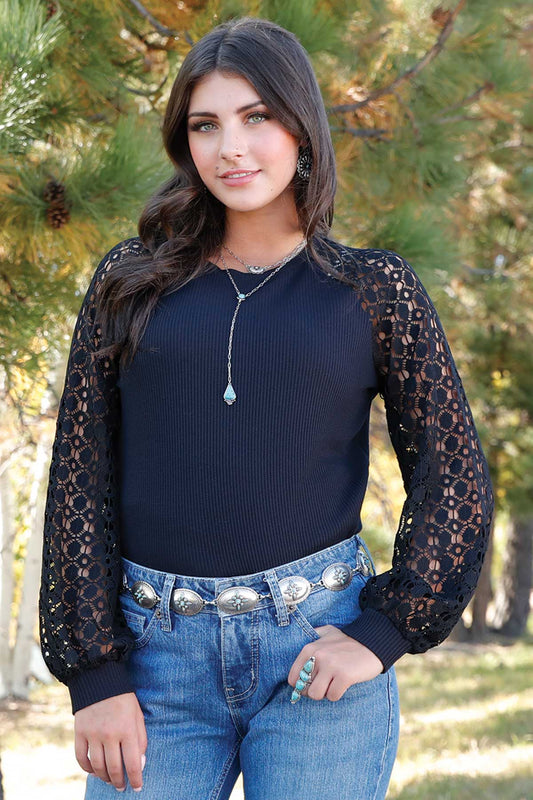 CTK7493002 | WOMEN'S CRUEL GIRL BLACK L/S RAGLAN TOP