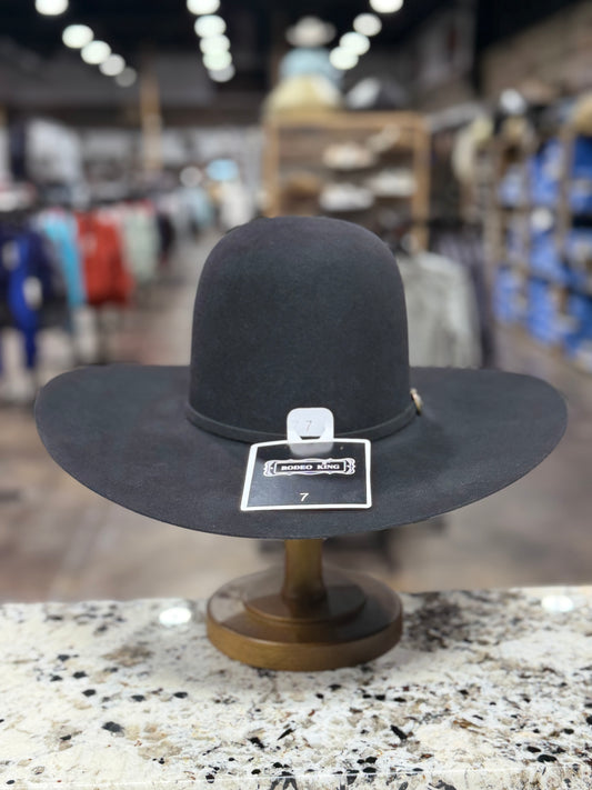 RODEO KING FELT 60X BLACK OPEN CROWN 4 1/2 INCH BRIM