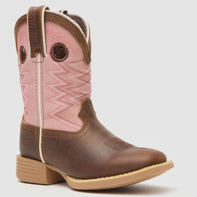 DBT0238Y DURANGO LIL' REBEL BIG KIDS DARK CHESTNUT BUBBLEGUM BOOTS