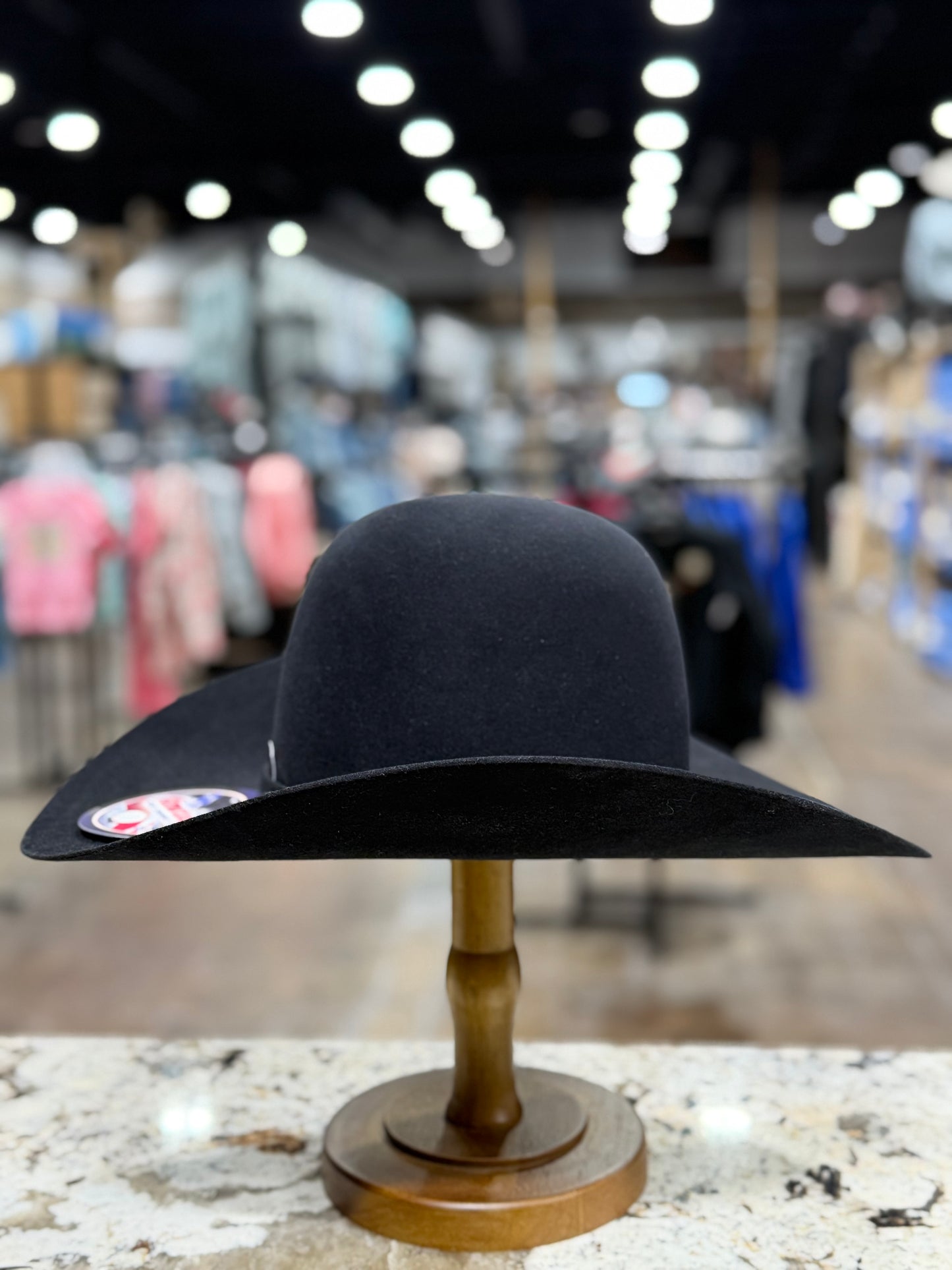 AMERICAN FELT 7X BLACK OPEN CROWN 4 1/4 INCH BRIM