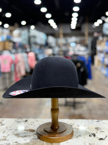 AMERICAN FELT 7X BLACK OPEN CROWN 4 1/4 INCH BRIM