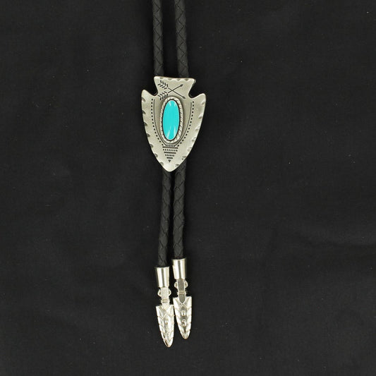 22118 | DOUBLE S TURQUOISE ARROWHEAD BOLO TIE