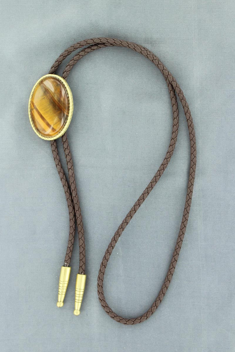 22840 | DOUBLE S OVAL TIGERS EYE BOLO TIE