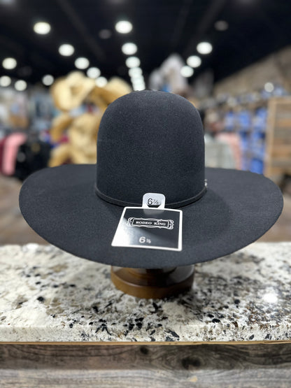 RODEO KING FELT 10X BLACK OPEN CROWN 4 1/2 INCH BRIM