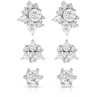 ER5324 | MONTANA SILVERSMITH TRIPLE PLAY CRYSTAL EARRING STUDS