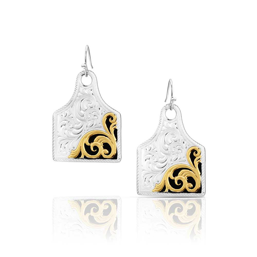 ER6504NFG | MONTANA SILVERSMITHS RURAL ROUTE COW TAG EARRINGS
