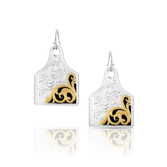 ER6504NFG | MONTANA SILVERSMITHS RURAL ROUTE COW TAG EARRINGS