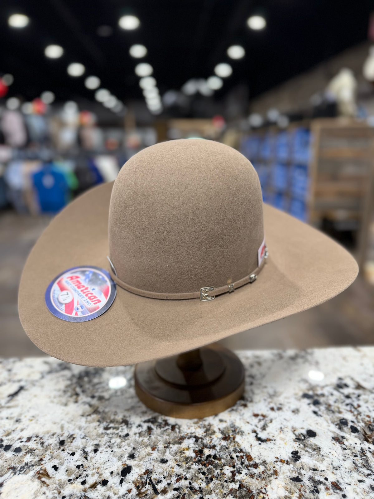 AMERICAN FELT 100X PECAN OPEN CROWN 4 1/2 INCH BRIM 250TH LIMITED EDTION