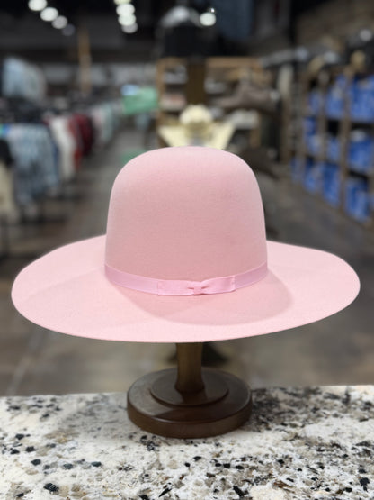 RODEO KING FELT 7X POWDER PINK OPEN CROWN 4 1/4 INCH BRIM