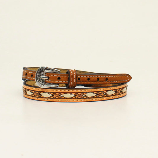 0204608 | IVORY & BROWN TOOLED LEATHER HATBAND