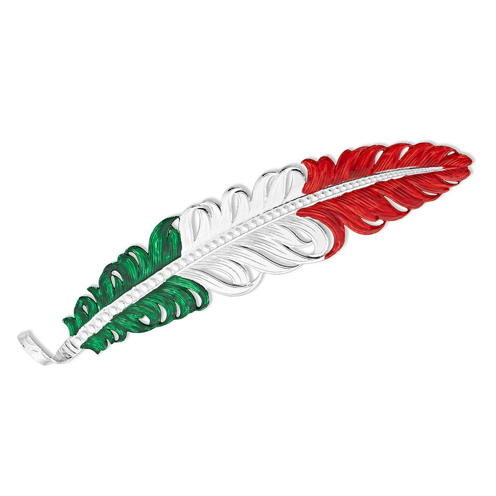 HF4059MEX | MONTANA SILVERSMITH SILVER MEXICO FLAG FEATHER