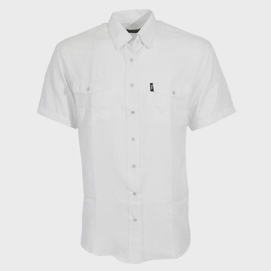 HT2620WH | HOOEY MEN'S SOL S/S PEARL SNAP SHIRT - SOLID WHITE