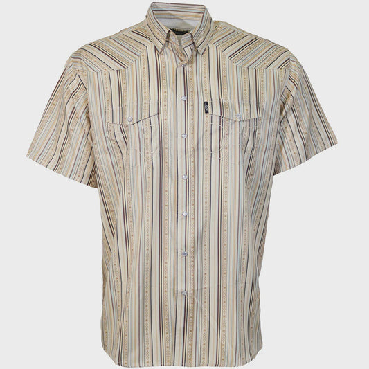 HT2621CRST | HOOEY MEN'S SOL S/S PEARL SNAP SHIRT - CREAM STRIPES