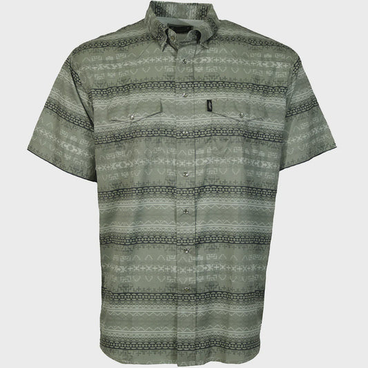 HT2621GRAZ | HOOEY MEN'S SOL S/S PEARL SNAP SHIRT - FOG GREEN AZTEC
