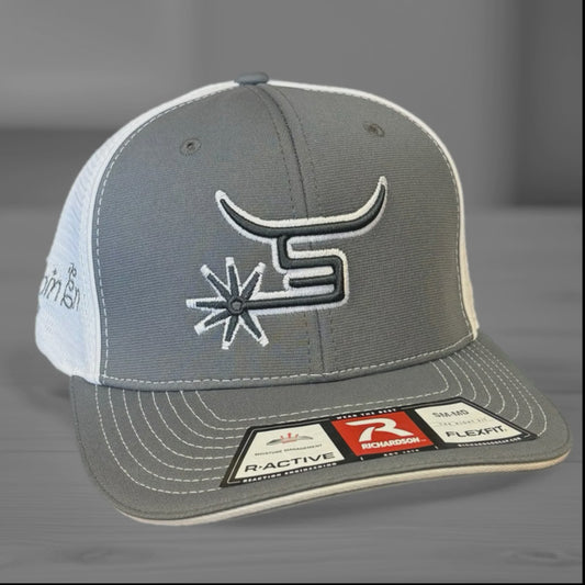 SPIN'EM SLATE  FLEXFIT FITTED CAP - GREY/WHITE MESH