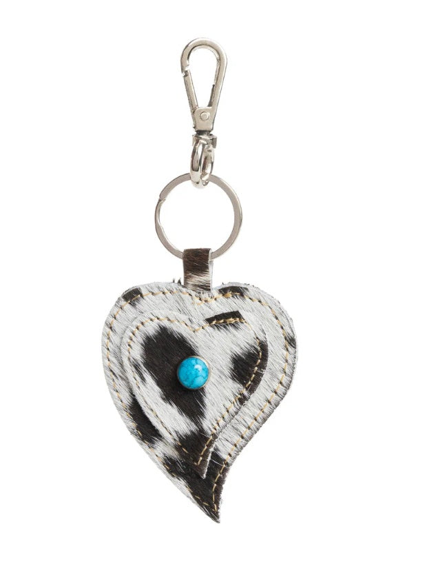 HEART’S LOVE KEY FOB-BLACK&WHITE / S-10868