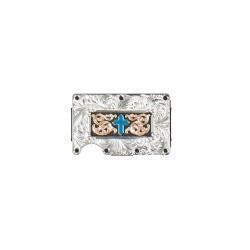 D250009036 | 3D UTILITY WALLET- TURQUOISE CROSS MOTIF SILVER